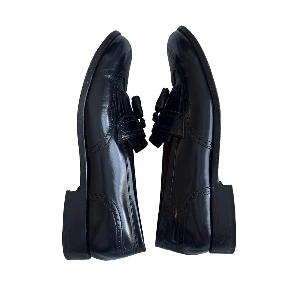 FLORSHEIM Tasseled Fringe Brogue Black Leather Loafer Men’s Dress Shoes Size 10D - Picture 6 of 7